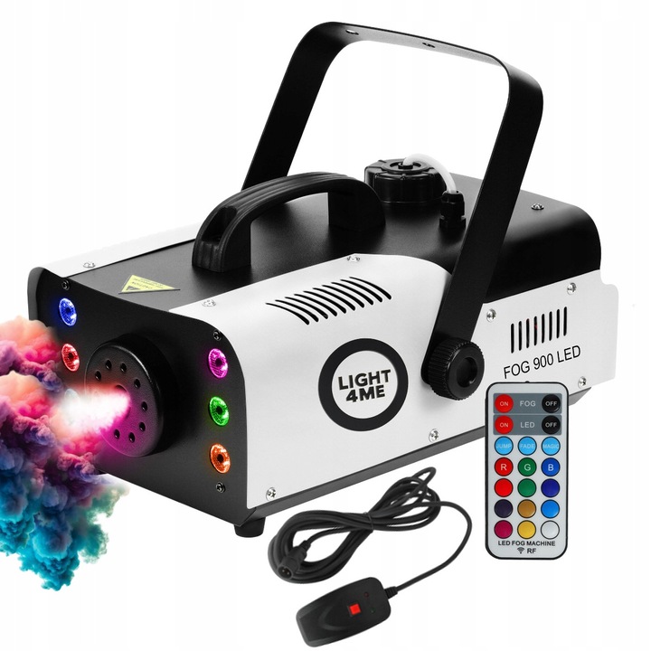 Generator de fum Light4Me Fog 900 LED, 900W, 6x3W RGB, cu telecomanda, 32x20x19cm