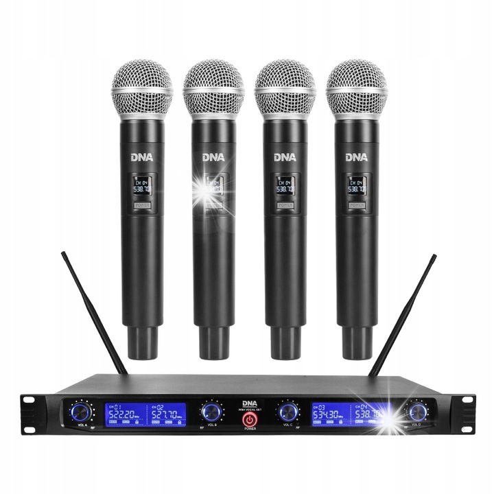 Комплект безжични микрофони DNA WM4 VOCAL SET, 4 динамични микрофона, кардиоидна характеристика, монтаж в рак