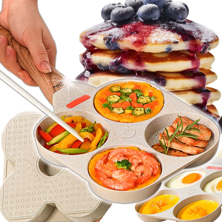 ProTone indukciós serpenyő, 24cm, tapadásmentes, fém fa hatású nyéllel, szett palacsintához, omletthez, tojáshoz