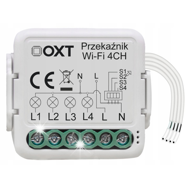 OXT mini modul, 4 csatornás WiFi TUYA, elektromos vezérlés, 220-240V, készlet