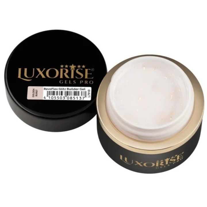 Gel UV Constructie Unghii RevoFlex Glitz LUXORISE 15ml, Golden Burst