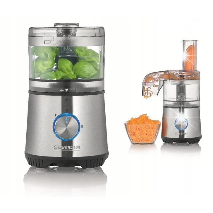 Мултифункционален чопър Severin 4 в 1, 400W, неръждаема стомана, 14x20x34,5см, вместимост 500мл