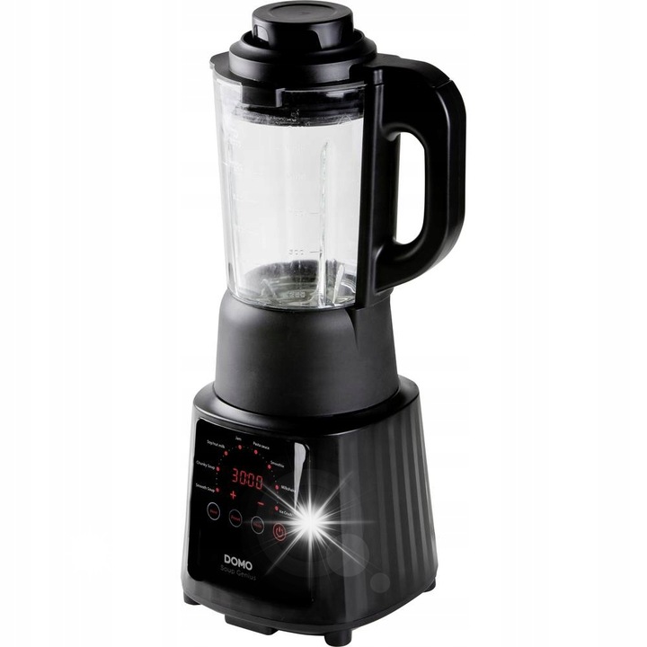 Блендер Domo, супа с функция за подгряване, 1,2л, 500W, 900W, стъкло, черен