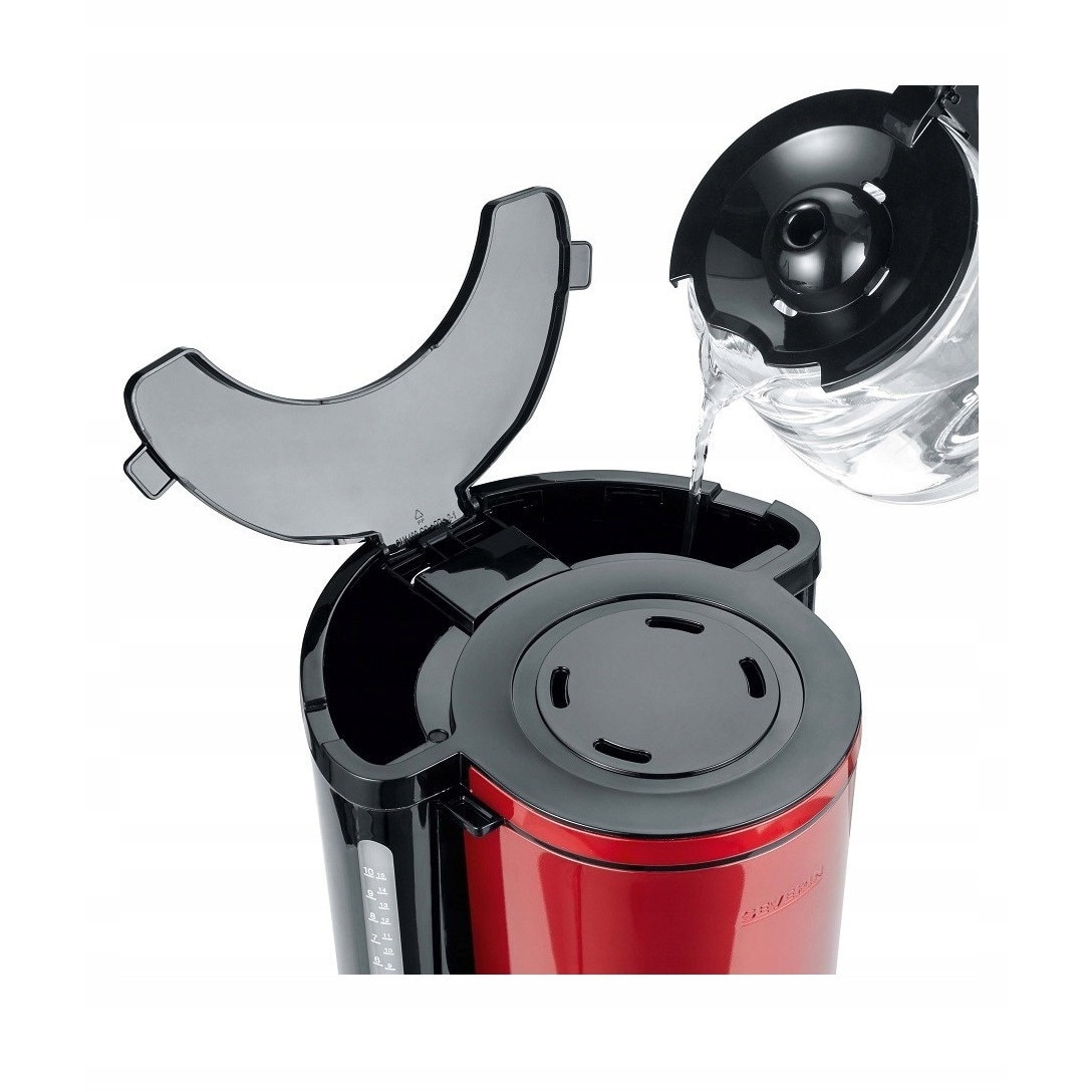 Cafetiera Severin KA 4817, putere 1000 W, vas sticla 1,4 l, 10 cesti, Rosu