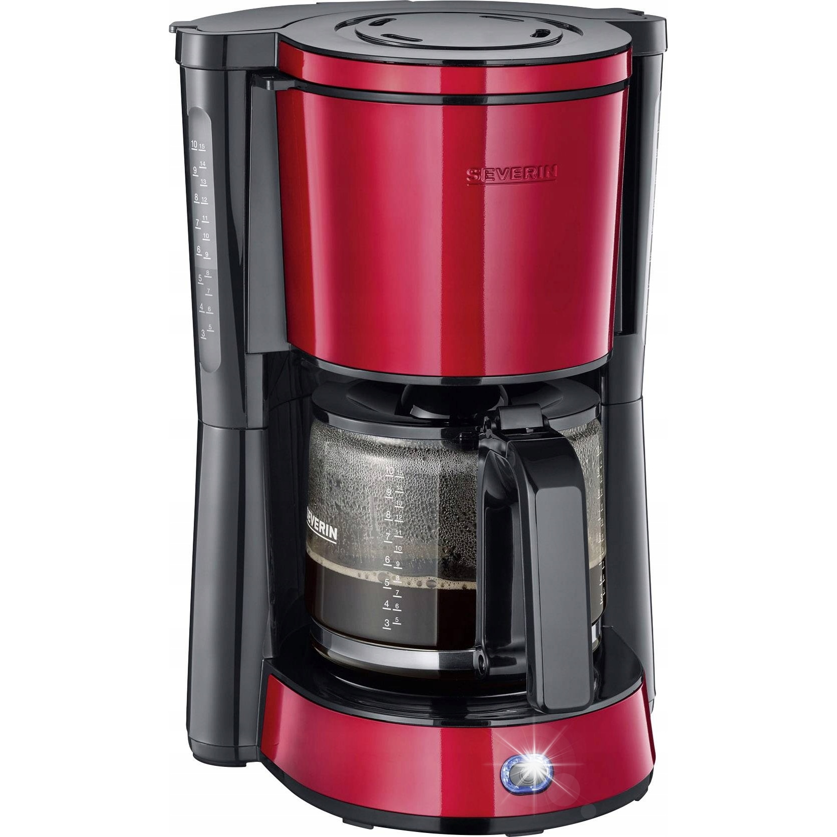 Cafetiera Severin KA 4817, putere 1000 W, vas sticla 1,4 l, 10 cesti, Rosu