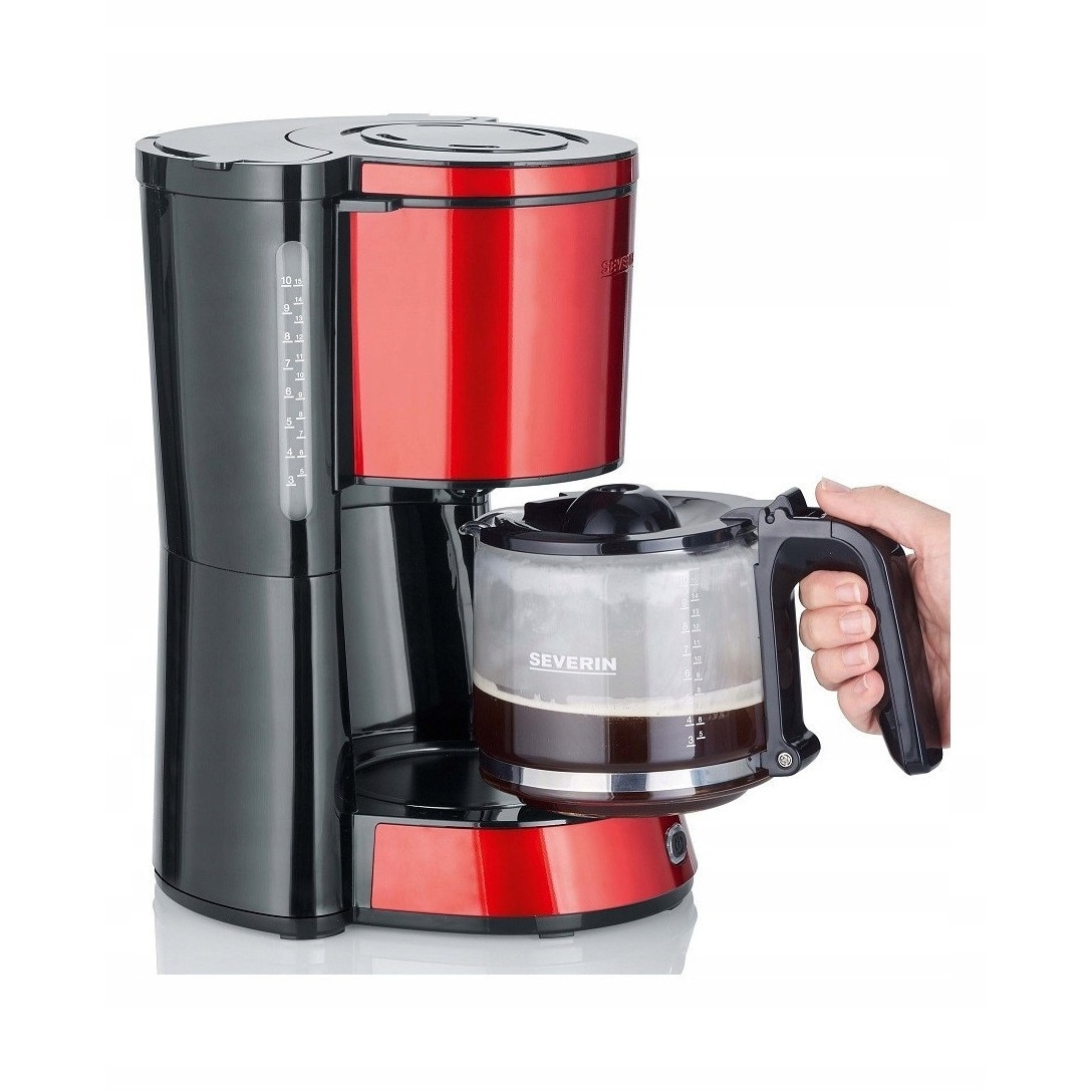 Cafetiera Severin KA 4817, putere 1000 W, vas sticla 1,4 l, 10 cesti, Rosu