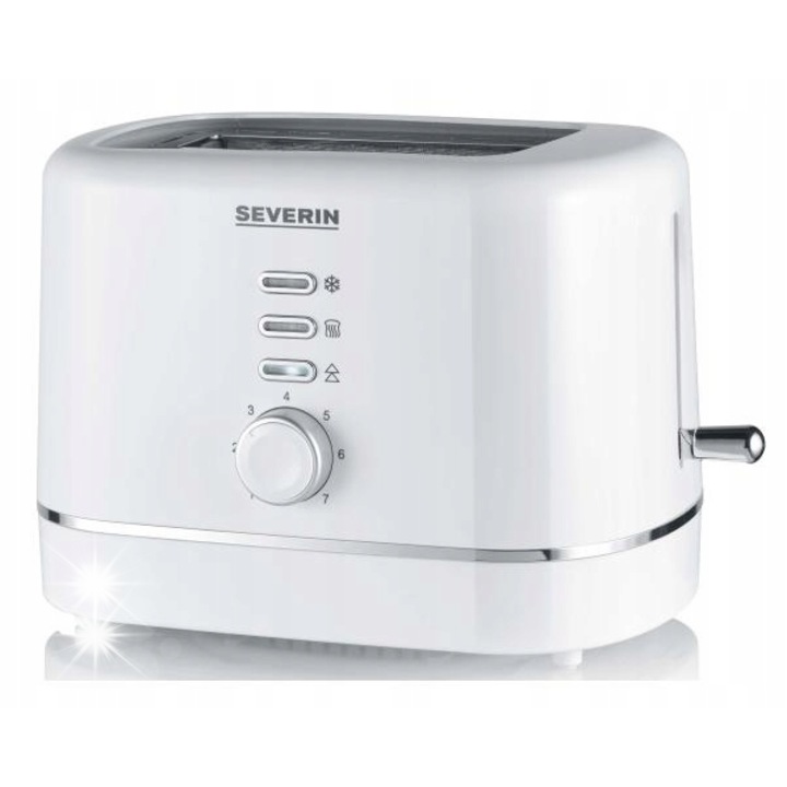 Тостер Severin AT 4324, 850W, 2 филии, бял, с решетка за хлебчета