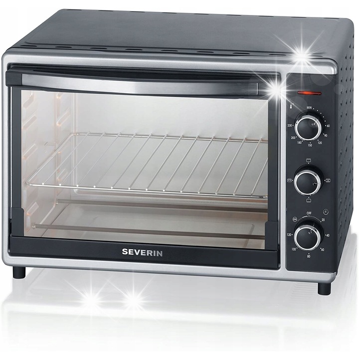 Cuptor electric Gerhaus 45L 2000W, 4 gratar, functie de dehidrator, multicolor, 51x42x37cm