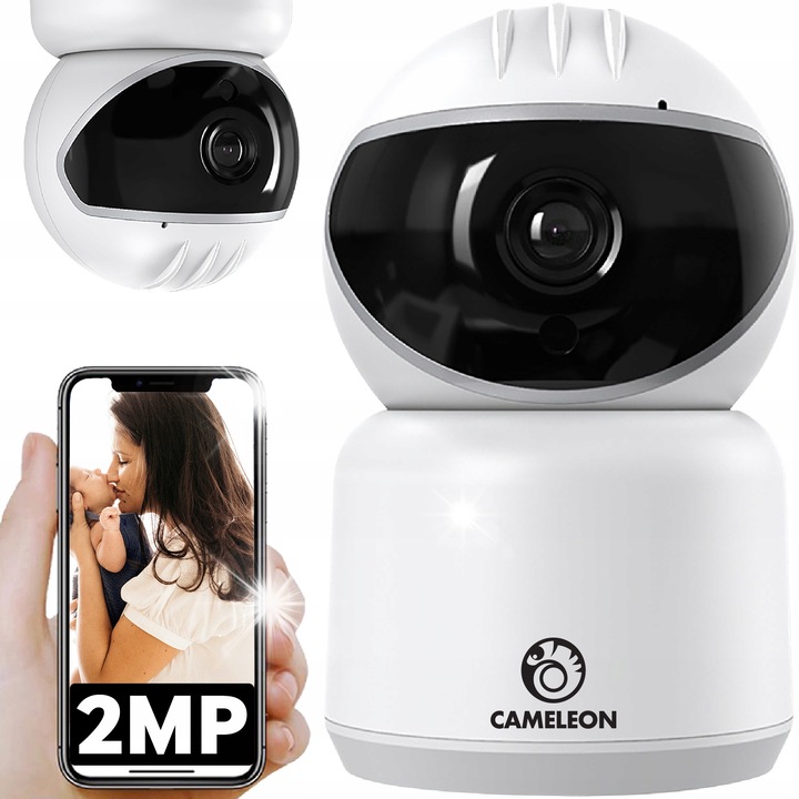 Cameleon forgatható babafigyelő kamera, Full HD, 360°-os láthatóság, mikrofon, 112x69mm