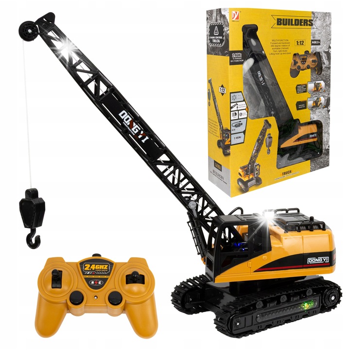 RC кран за деца, click4TOYS, със звук и LED светлини, 38x37x12см, пълен комплект