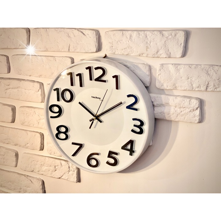 Technoline Home Style falióra, 30 cm, fehér, elegáns design, egyszerű szerelés