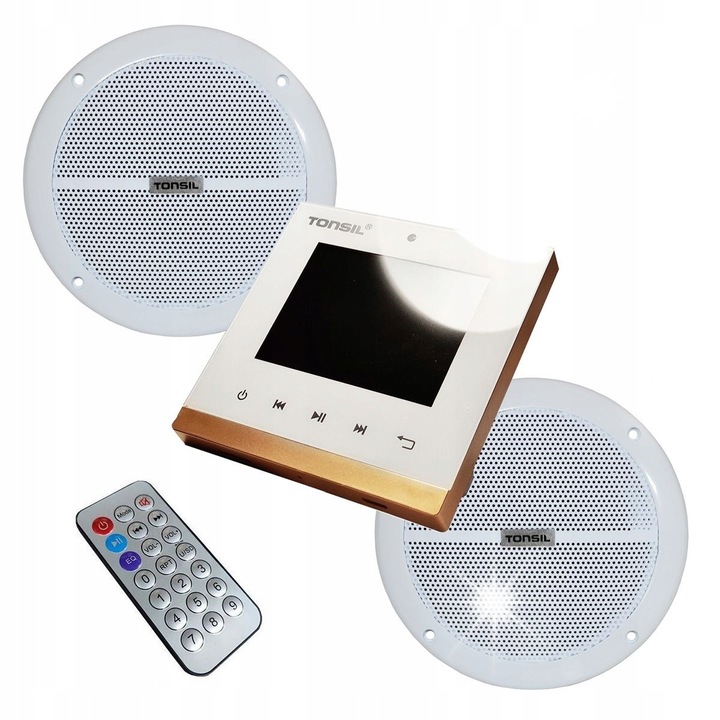 Усилвател за звук, Tonsil, WS-35 + 2 x ZGSU 13/2-dr, 2x20W, Bluetooth, 86x86x51mm, черен/бял