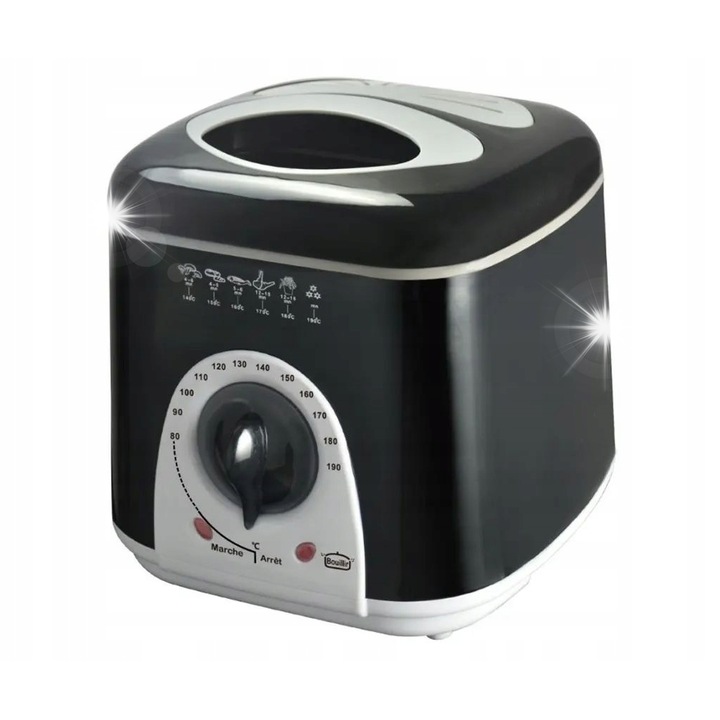 ROSBERG R51980B mini olajsütő, 1L, 950W, fekete, méretek 18x19,5cm