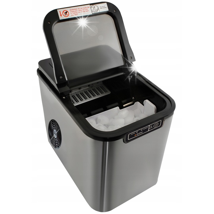 Aparat de gheata Heckermann, 150W, capacitate 2,2 litri, 15 kg/zi, argintiu