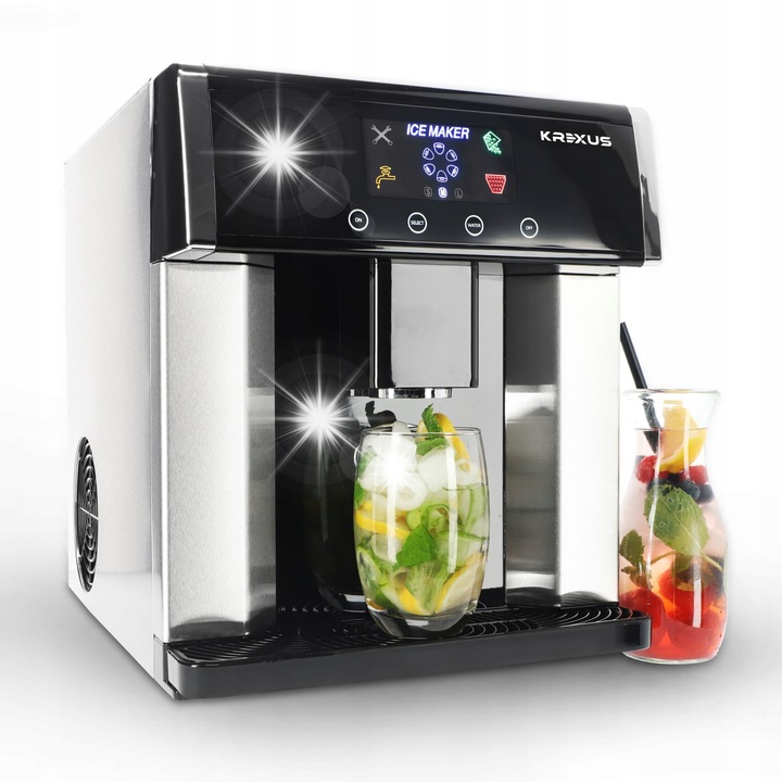 Диспенсър за вода за лед 2 в 1 Krexus, 15кг/24ч, 150W, инокс 3 размера кубчета, комплект аксесоари
