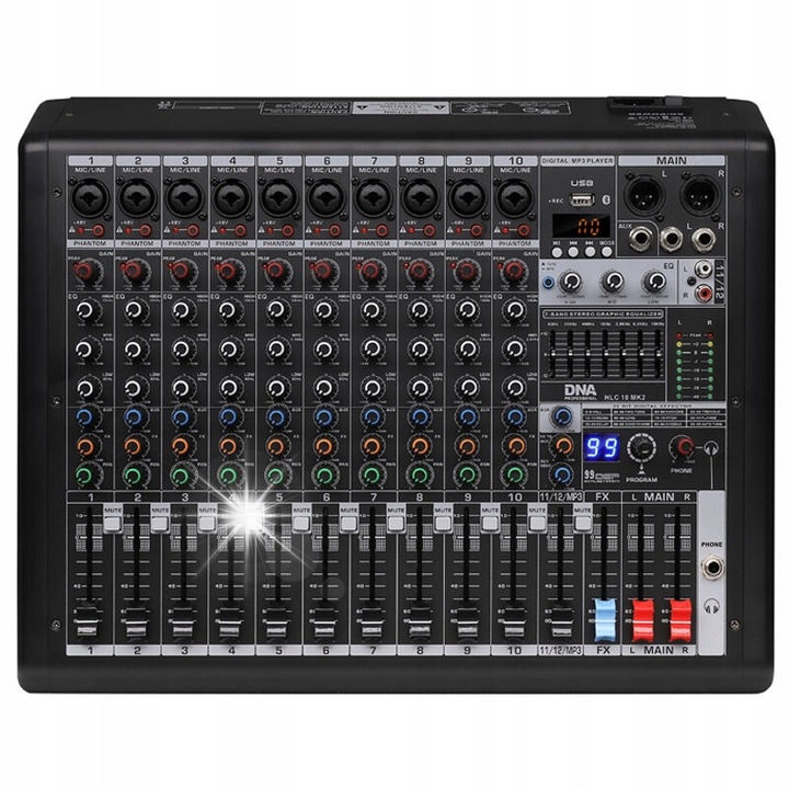 Аудио миксер DNA HLC 10 MK2, 10 канала, USB, Bluetooth, 43x35,5x8,7см