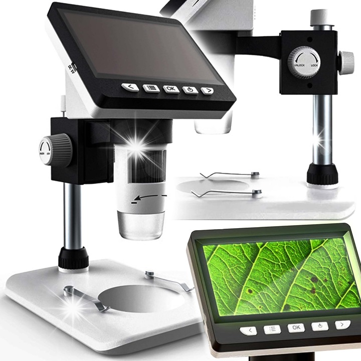 USB цифров микроскоп, 1000x, 8 LED осветление, пълен комплект