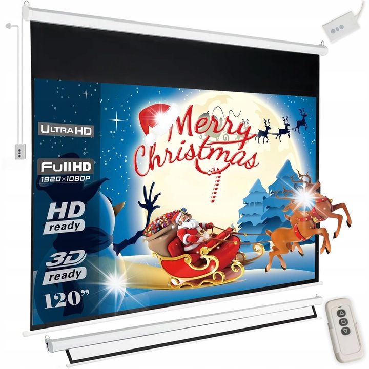 Електрически прожекционен екран 120", DNA, 16:9, 170° ъгъл на гледане, монтаж на стена или таван, пълен комплект