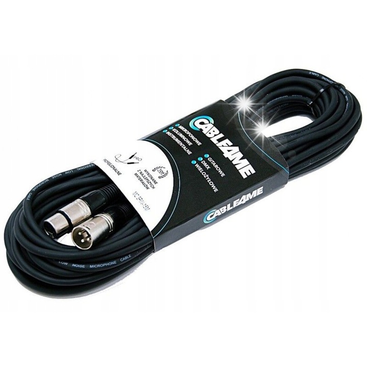 Микрофонен кабел CABLE4ME XLR-XLR 15м, медна сърцевина, устойчив на смущения, черен