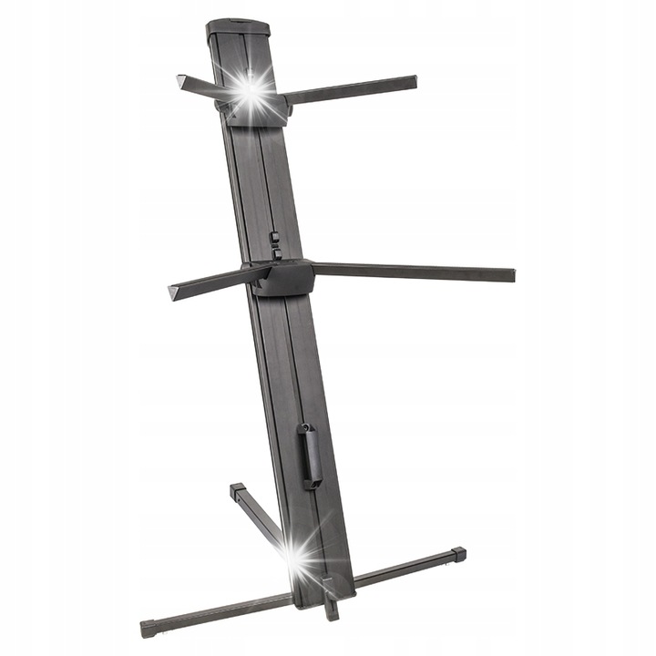 V-Tone Deluxe K2 billentyűzetállvány, dupla, fekete, 30kg x 30kg, állítható magasság, összecsukható konstrukció