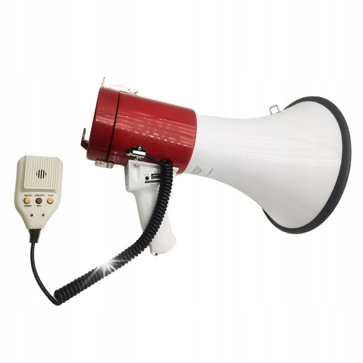 Megafon V-Tone MEGA2, 50W, бяло-червен, функция за запис, сирена, Bluetooth, USB, micro SD