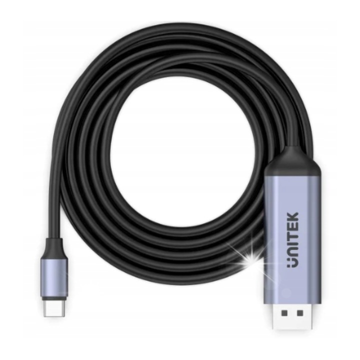 Адаптер USB-C, Unitek, DisplayPort 1.4, 8K 60Hz, 1,8м, сив