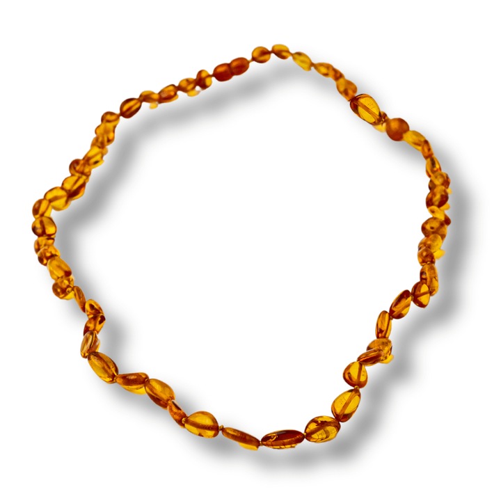 Colier Chihlimbar Natural Auriu - Energie Pozitiva, Calduroasa si Eleganta Organica