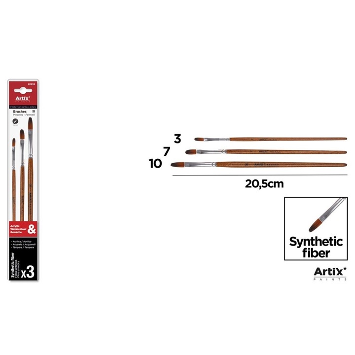 Set 3 pensule Main Paper, numarul 3, 7, 10, blister