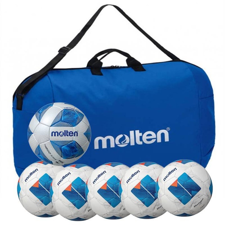 Pachet futsal Molten PRO 6 mingi: F9A4800 FIFA PRO + 5x F9N2100 + geanta