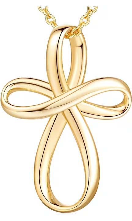 Colier Aurit din Argint 925 cu Pandantiv Cruce Infinit, Simbol Credinta si Iubire Eterna, Bijuterie Eleganta, Cadou Delicat
