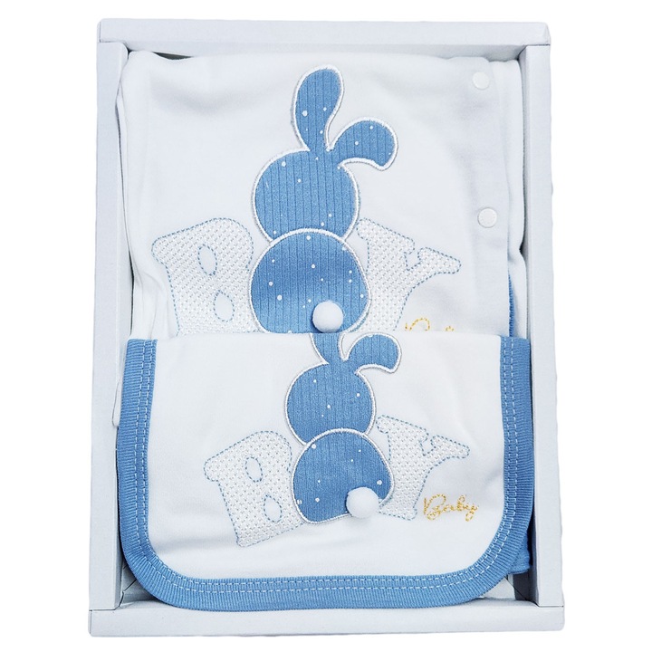 Set nou nascuti 5 piese, HTSB 112, albastru, varsta 0-3 luni