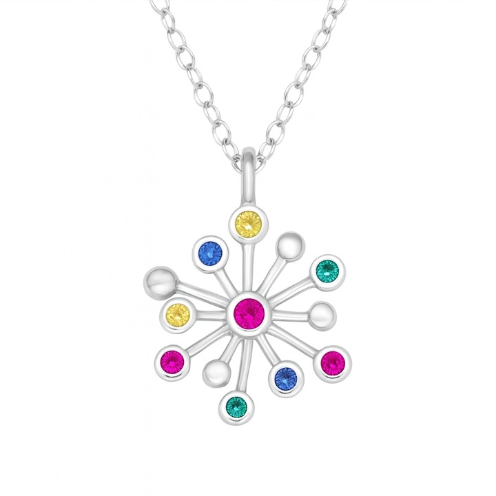 Colier Argint Boutique 23 Cu Pandantiv Fireworks, Pandantiv Argint 925 Pentru Stil Delicat, Colier Femei Cu Lant 45 Cm, Colier Argint Pentru Cadou, Colier Femei Argintiu cu Cutie Bijuterii, Certificat de Garantie, Argintiu