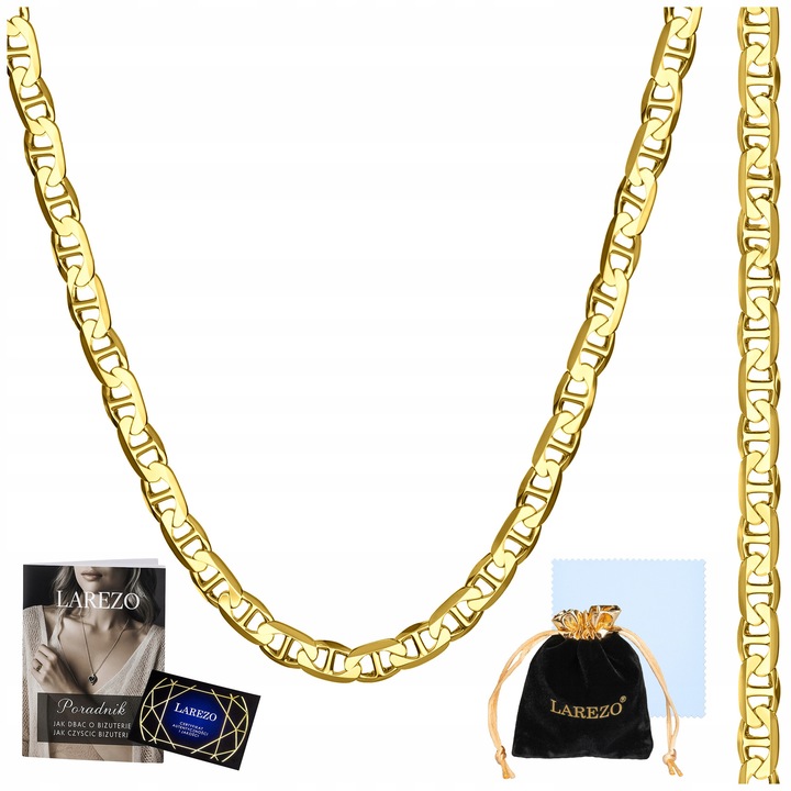 Lant Pentru Barbati, Larezo, Gucci Marina, Argint 925 placat cu aur,Idee de Cadou Perfecta, Ambalat in Cutie Decorativa, Certificat de Autenticitate, Auriu