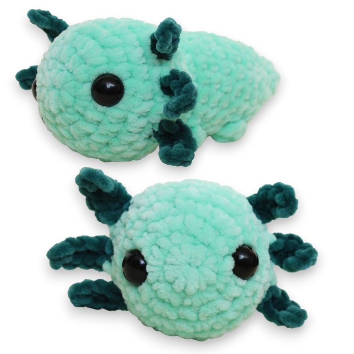 Jucarie Axolotl crosetata din fir de plus, Mirinka, lucrat manual, 18 cm