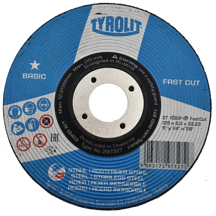 Set 10 bucati discuri abrazive pentru polizat metal/inox 2in1 125x6x22.23 Basic*