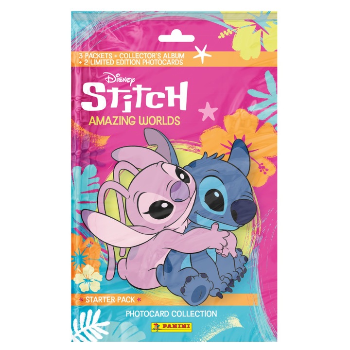 Panini kezdő szett Stitch: 1 mappa, 3 fotócsomag, 2 limitált kiadású kártya, többszínű