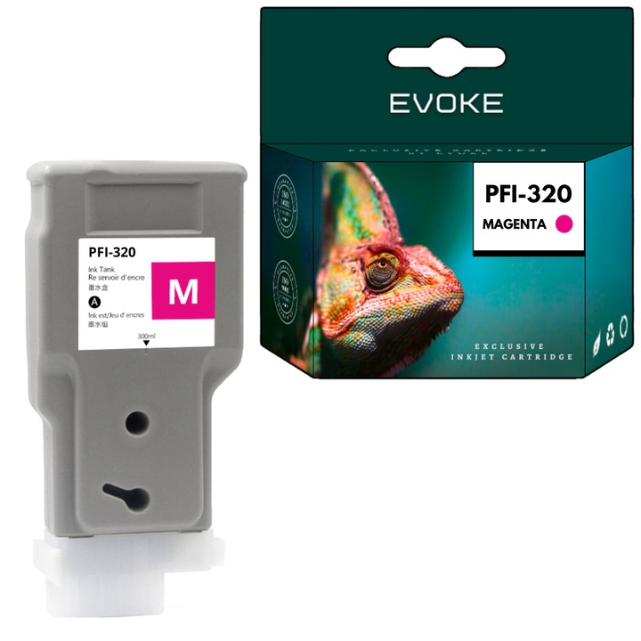 Evoke съвместима мастилена касета за Canon PFI320 магента, 300 мл, TM-200 TM-205 TM-300 TM-305 GP-200 GP-300, pfi-320
