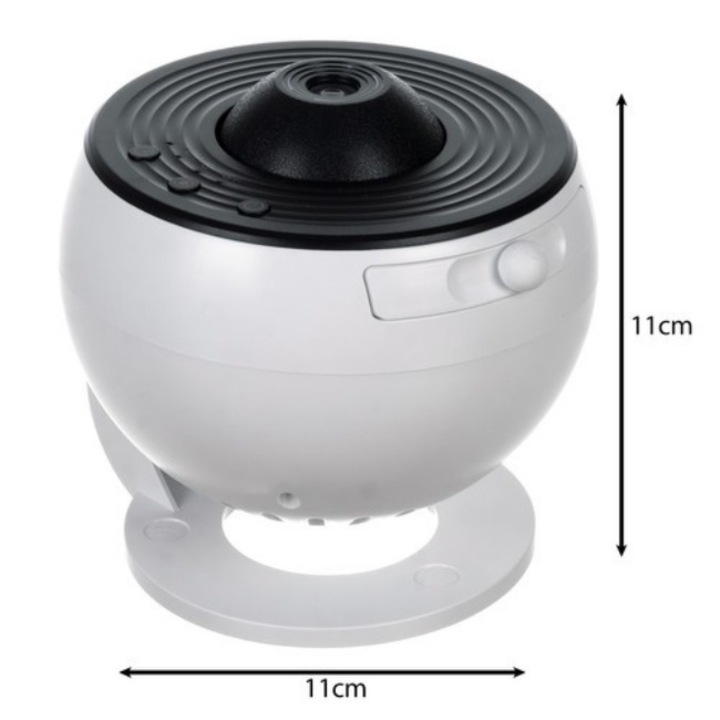Proiector stele si galaxii cu 13 discuri de proiectie pentru camera copilului CLASStitude, include sisteme solare, planete si sateliti, Calea Lactee, Andromeda, unghi reglabil, rotatie la 360° grade, functie de lampa de veghe, alimentare USB, Alb