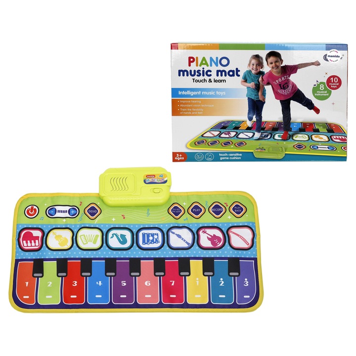 Mamido interaktív táncszőnyeg, 10 billentyű, 8 hangszer, többszínű, 60x30cm