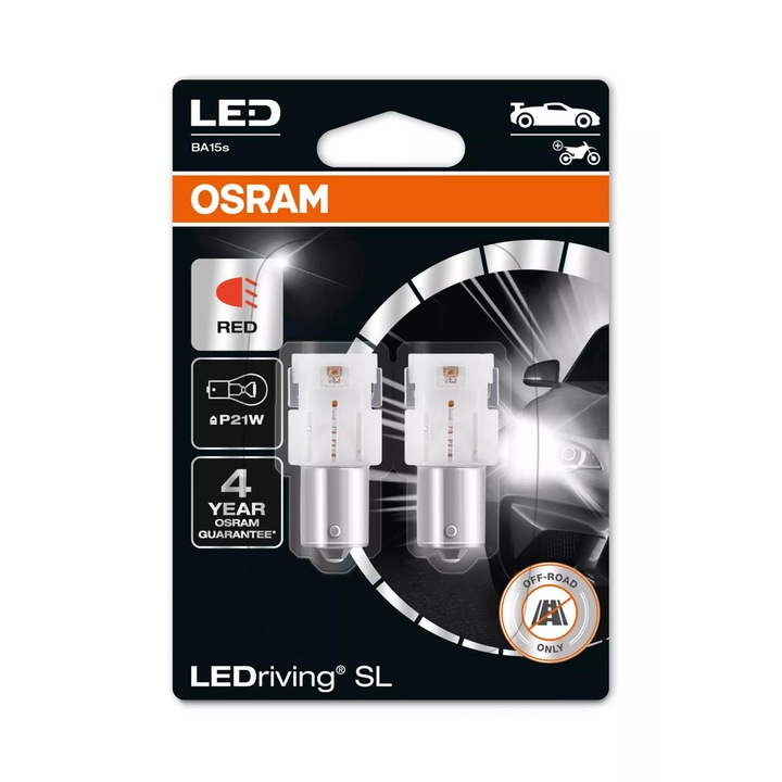 Set 2 Osram LEDriving SL P21W 12V red (rosu)