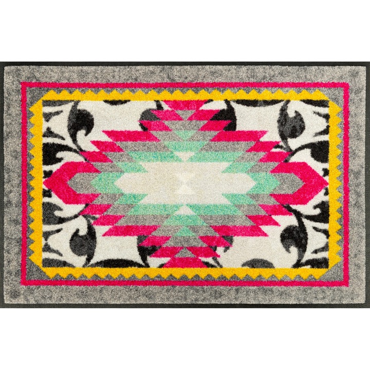 KLEEN TEX Wash+Dry Design bejárati szőnyeg, geometrikus, rózsaszín/mintás, 50x75cm