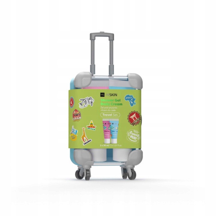 HiSkin utazókészlet, tusfürdő és hidratáló krém, 2x30ml, többszínű