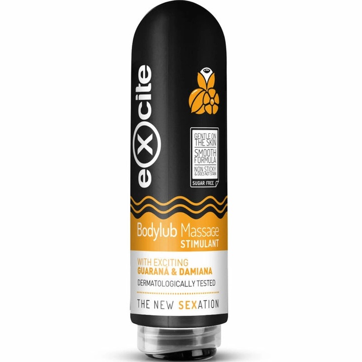 Gel de masaj EXCITE Bodylub cu guarana si damiana, 200ml, fara zahar