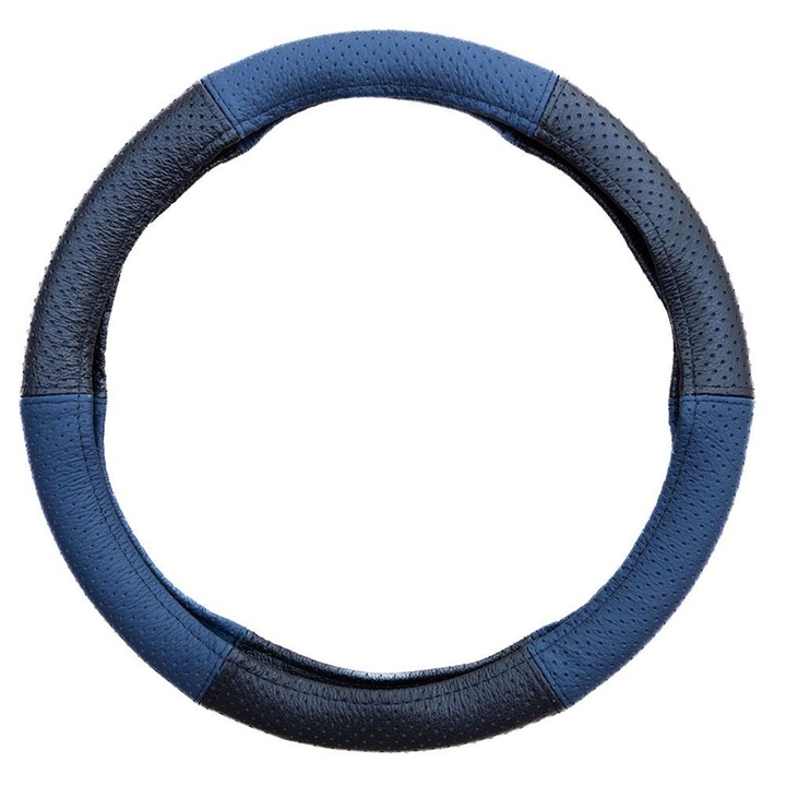 Husa Volan Umbrella Piele Naturala Perforata - Albastru/Negru, 37-39 cm