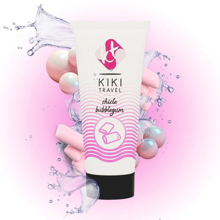 Kiki Travel síkosító 50ml, eper rágógumi ízű, átlátszó, vegán