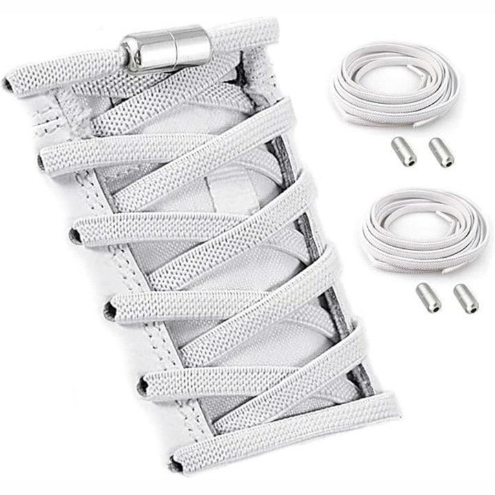 Sireturi elastice fara nod, set 2 perechi, 100 cm, alb
