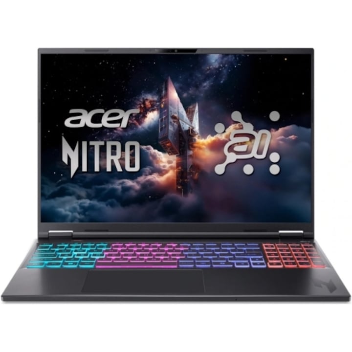 Laptop Gaming Acer Nitro 16S AI AN16S-61 Procesor AMD Ryzen AI 9 365 24M Cache, up to 5.0 GHz, 16" WQXGA 180Hz, 32GB DDR5, 1TB SSD, nVidia GeForce RTX 5070 @8GB, Negru