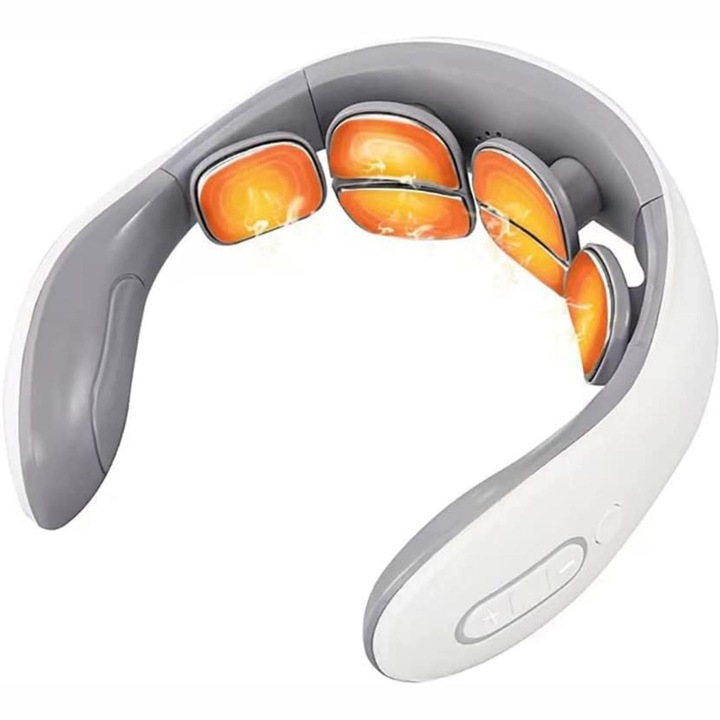 Aparat de masaj electric, 6 capete de masaj, 9 intensitati, functie de incalzire, gri, 19x19.5x6cm