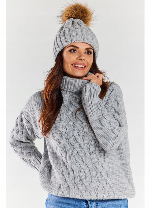Caciula Dama Cu Pompon, Awama, Marime Unica, Material Poliacril, Poliamid, Poliester, Iarna, Moale Si Confortabila, Multicolor