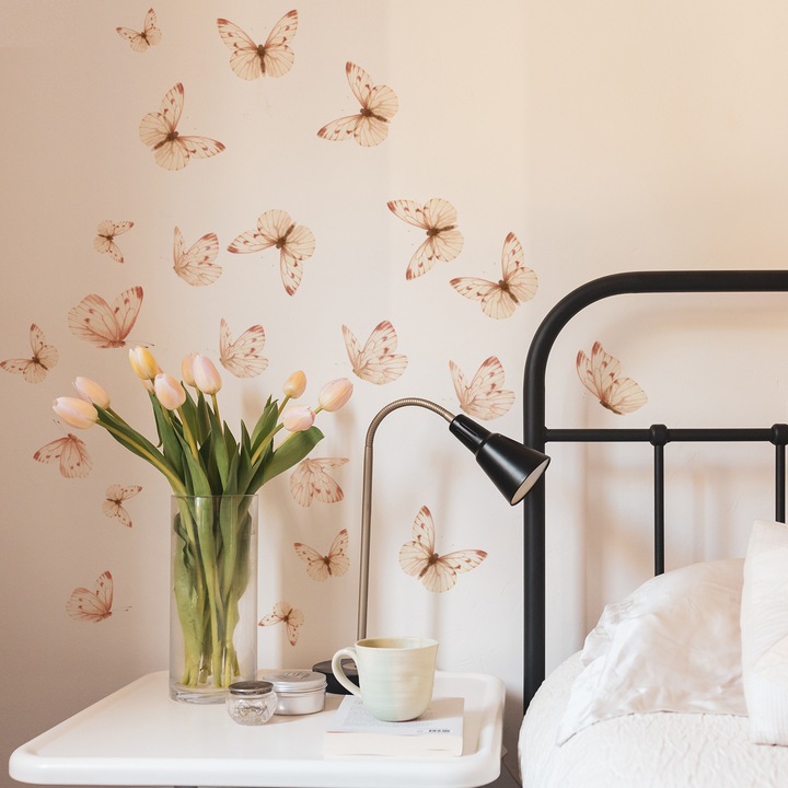 CIAODEKO Stickere de perete cu fluturi autocolante colorate pentru copii dormitor detasabile decor pentru gradinita living vinil impermeabile decoratiuni de perete 6 foi